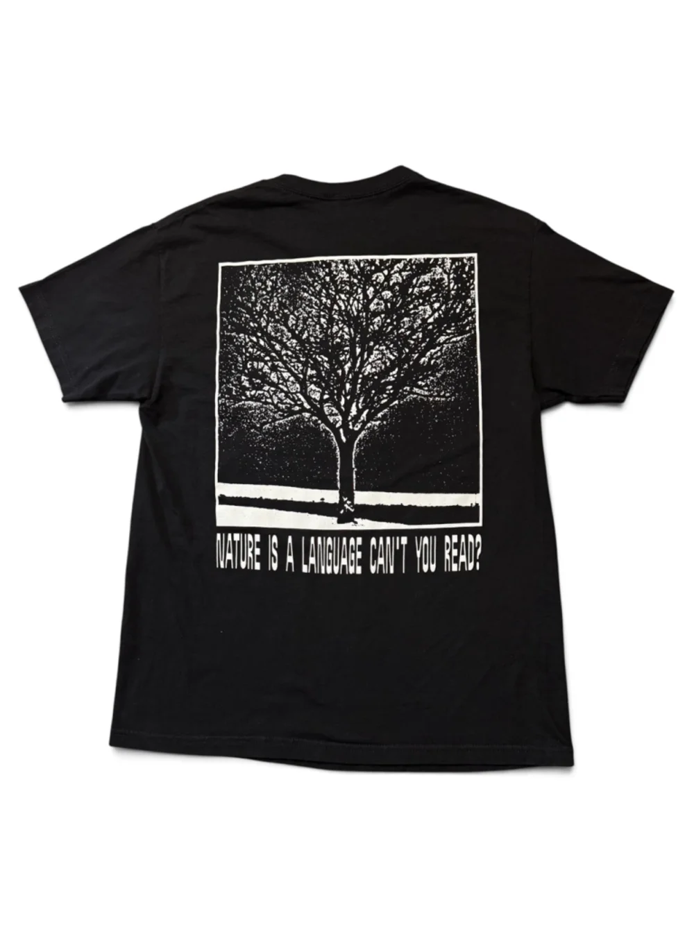 PLEASURES Nature Is a Language You Cant Read Graphic Shirt Size Large